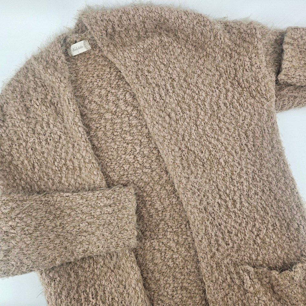 Altar'd State Womens Large Cardigan Popcorn Eyelash Oversized Tan